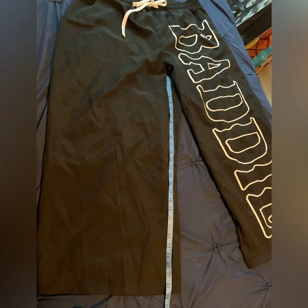 SHEIN 4X Black and White BADDIE wide leg Joggers with Adjustable Waistband - Picture 2 of 6